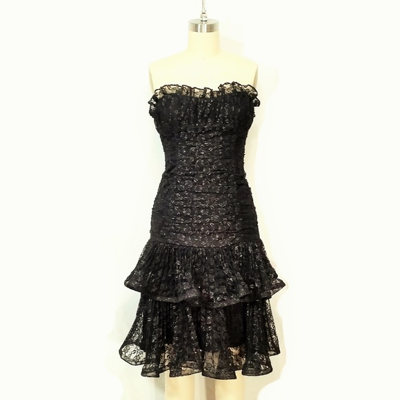 *SOLD****Betsey Johnson Black Lace Strapless Dress - Picture 2 of 8